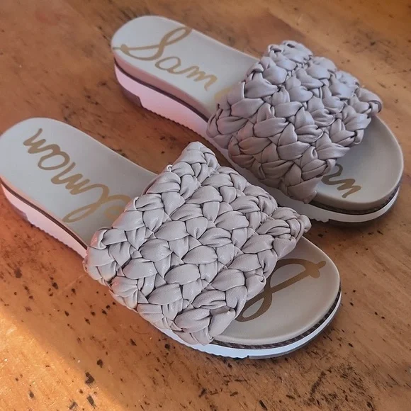 Sam Edelman Ainslie Braided Size 9.5 Slide Sandal Platform Desert Beige - Picture 4 of 10